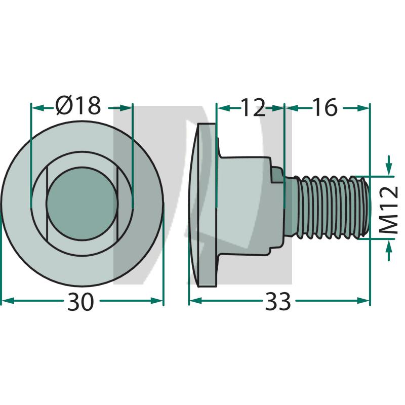 Klingenschraube mit Sicherungsmutter für 3,5 mm Kinge/ Ø 18 Agram