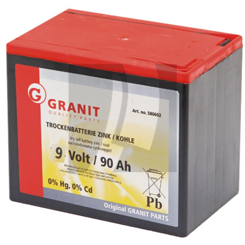 Trockenbatterie 9 V eckig, groß 90 Ah