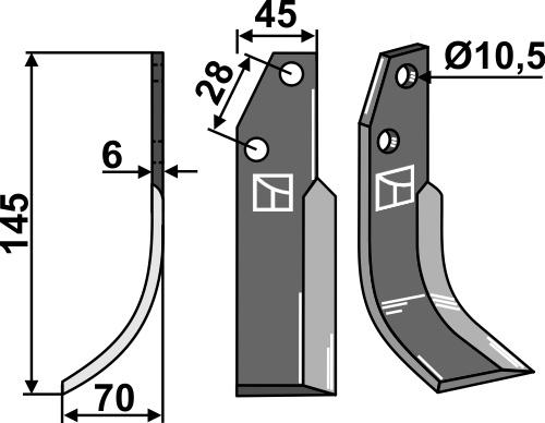Fräsmesser 145x45mm, links, passend für Bertolini