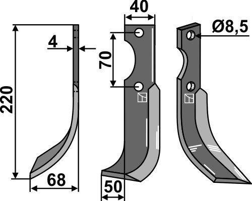 Fräsmesser 220x40mm, links, passend für Fort