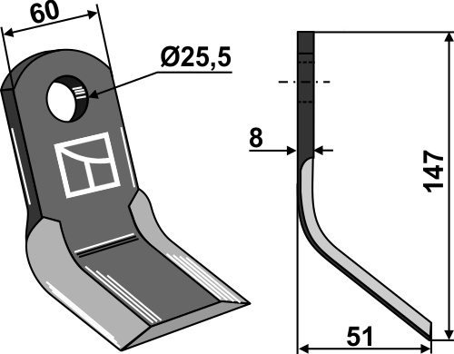 Y-Messer 147x60 mm, passend für Orsi