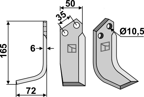 Fräsmesser 165x50mm, links, passend für NibbiDecimo und Valpadana