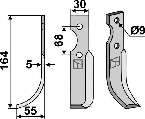 Fräsmesser 164x30mm, links, passend für Benassi