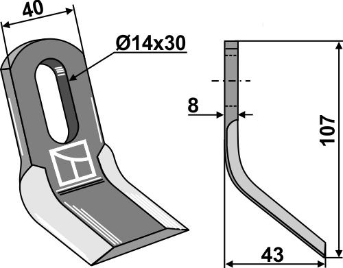 Y-Messer 107x40 mm, passend für Becchio & Mandrile