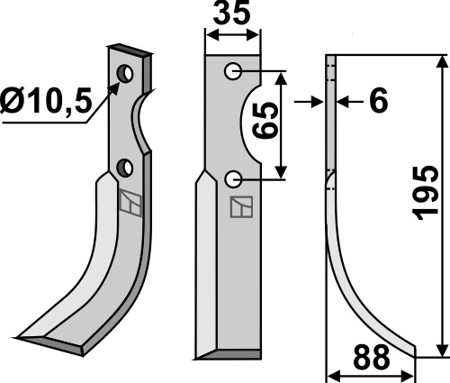 Fräsmesser 195x35mm, rechts, passend für Ferrari