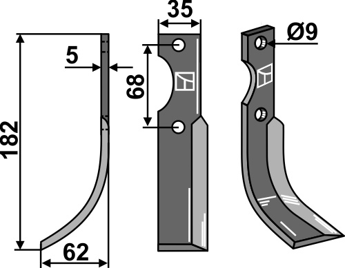 Fräsmesser 182x35mm, links, passend für Barbieri