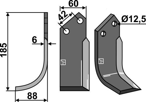 Fräsmesser 185x60mm, links, passend für Pasquali und Perugini