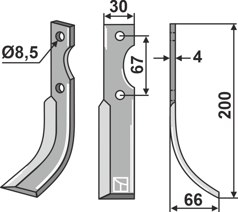 Fräsmesser 197x30mm, rechts, passend für Benassi und Grillo