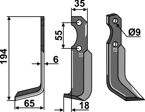 Fräsmesser 194x35mm, links, passend für Bertolini