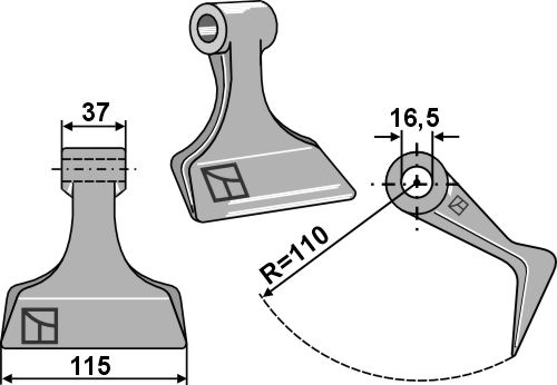 Hammerschlegel 115x37 mm, passend für Kuhn und Fehrenbach