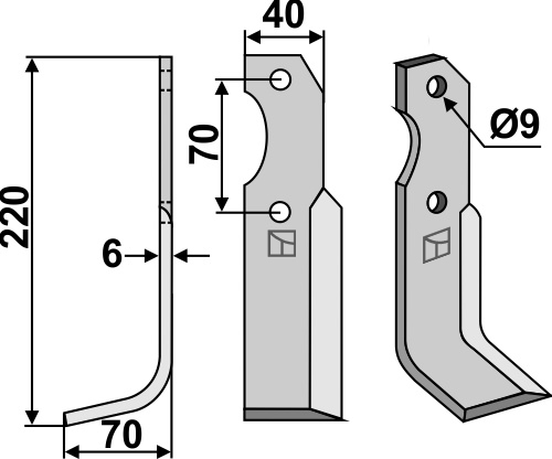 Fräsmesser 220x40mm, links, passend für Brumital-Agris