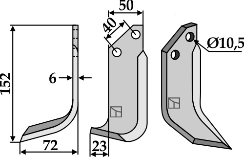 Fräsmesser 152x50mm, links, passend für B.C.S., Grillo und mehr