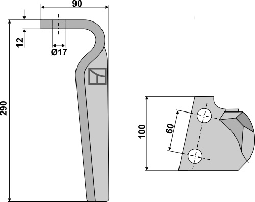 Kreiseleggenzinken, links 290 mm x 100 mm, passend für Feraboli