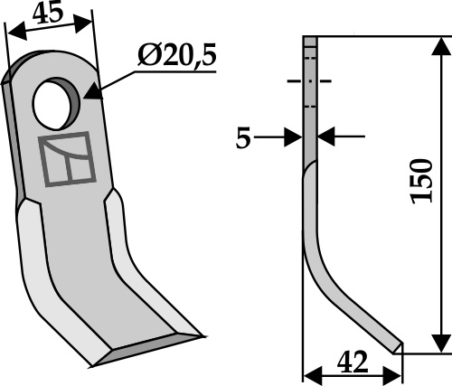 Y-Messer 150x45 mm, passend für Bruni