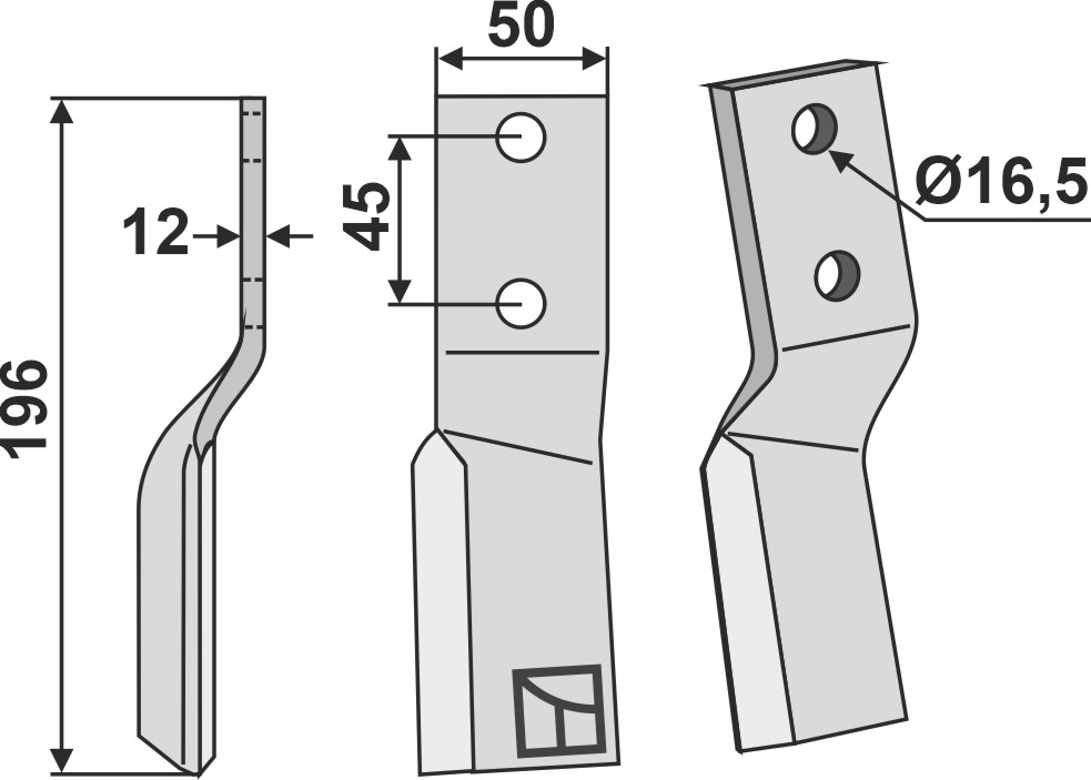 Rotorzinken 196x50mm, links, passend für Celli und Tortella