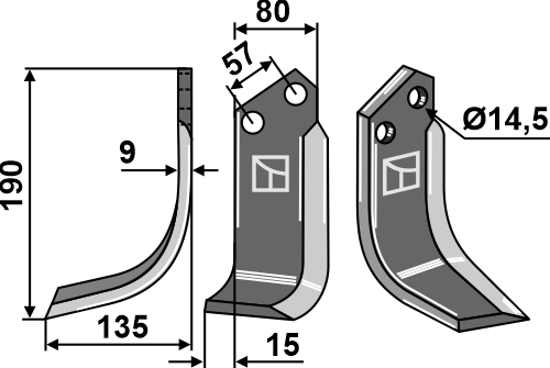 Fräsmesser 190x80mm, links, passend für Alpego