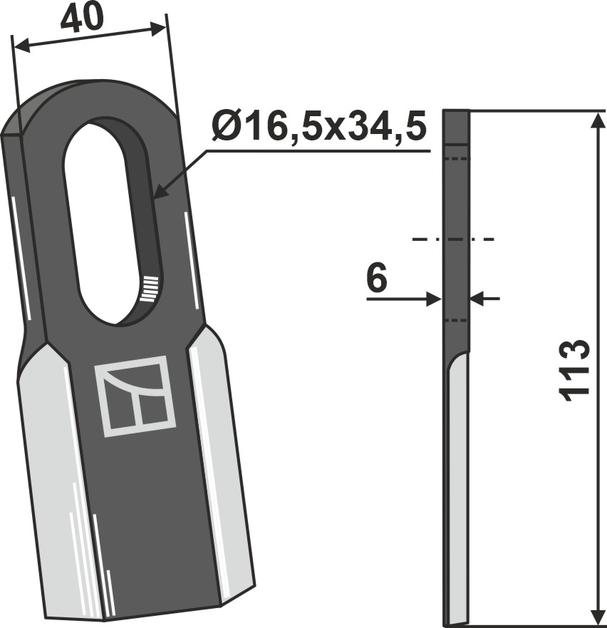 Gerades Messer 113x40 mm, passend für Moris, Agrimaster und mehr