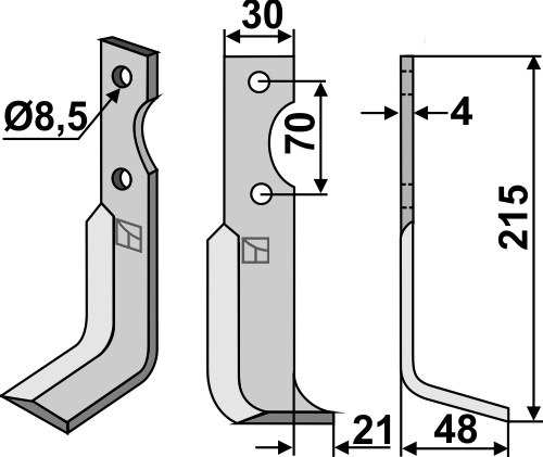 Fräsmesser 215x30mm, rechts, passend für Agria