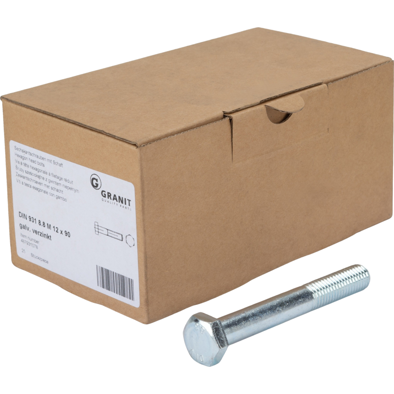 Sechskantschraube M12x90 DIN 931, VPE 25
