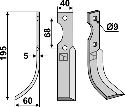 Fräsmesser 195x40mm, links, passend für Benassi und Barbieri
