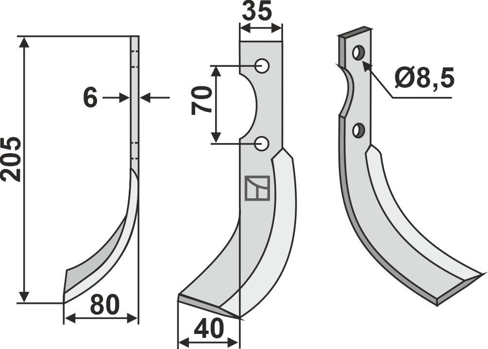 Fräsmesser 205x35mm, links, passend für Adriatica und Ferrari