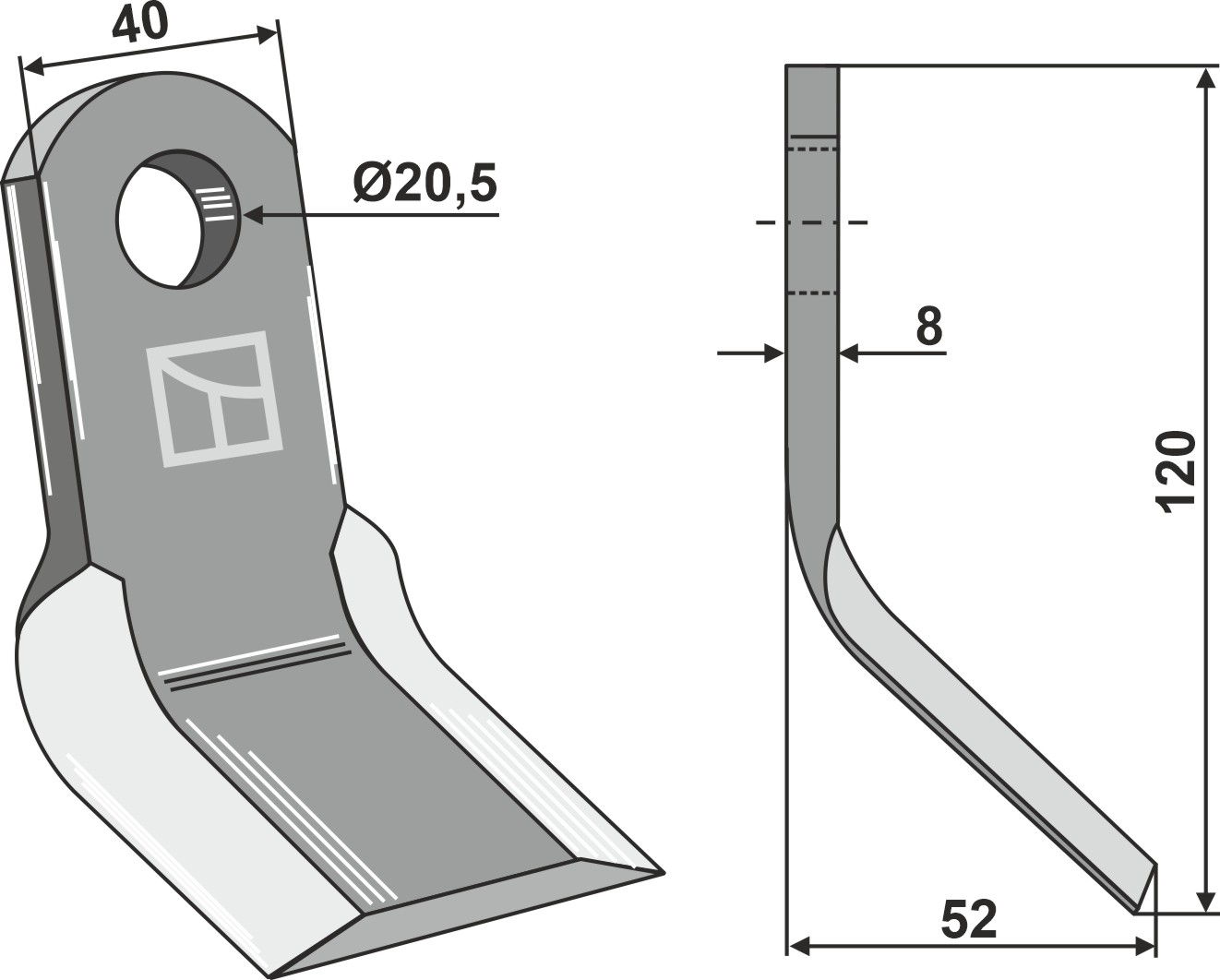 Y-Messer 120x40 mm, passend für Agrimaster, Forigo-Roteritalia und mehr
