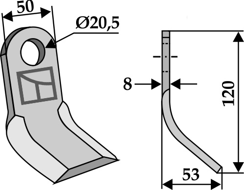 Y-Messer 120x50 mm, passend für Willibald