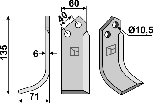 Fräsmesser 135x60mm, links, passend für Nardi
