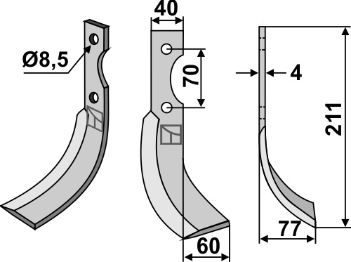 Fräsmesser 211x40mm, rechts, passend für S.E.P.