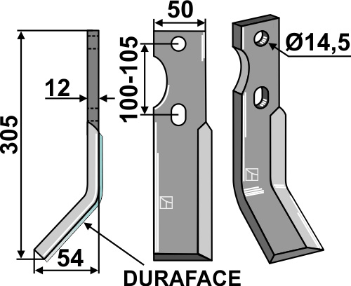 Rotorzinken DURAFACE 305x50mm, links, passend für Simon und Jones