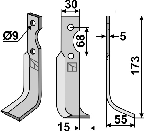 Fräsmesser 173x30mm, rechts, passend für Benassi