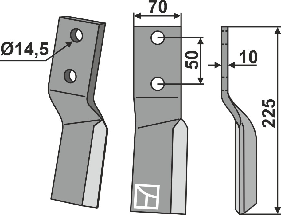 Rotorzinken 225x70mm, rechts, passend für Vigolo