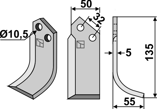 Fräsmesser 135x50mm, rechts, passend für Comeb