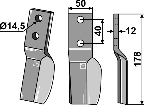 Rotorzinken 178x50mm, rechts, passend für Badalini