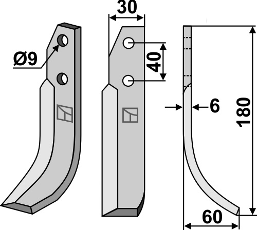 Fräsmesser 180x30mm, rechts, passend für NibbiBruno