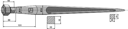 Zinken für Frontlader 680 mm, passend für Kverneland