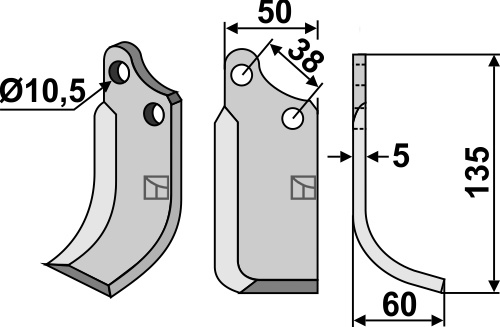 Fräsmesser 135x50mm, rechts, passend für Agria