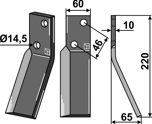 Rotorzinken 220x60mm, rechts, passend für Agric