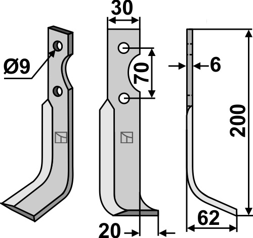 Fräsmesser 200x30mm, rechts, passend für Honda
