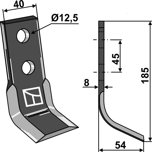 Y-Messer 185x40 mm, passend für Bruni