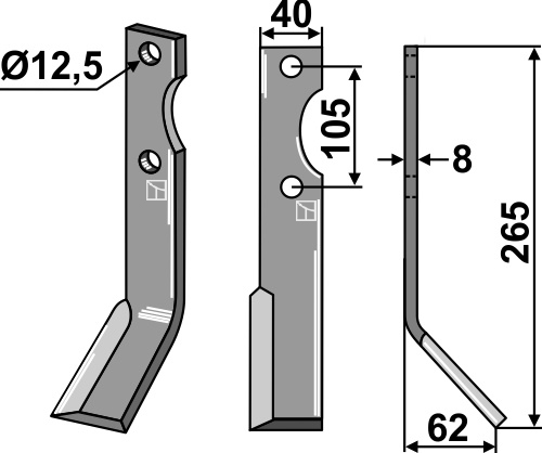 Fräsmesser 265x40mm, rechts, passend für Forigo-Roteritalia