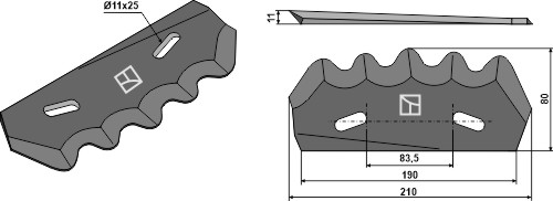 Messer für Futtermischwagen - Hartmetallbeschichtet, rechts, passend für Strautmann