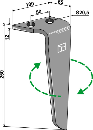 Kreiseleggenzinken, rechts 250 mm x 100 mm, passend für Rinieri