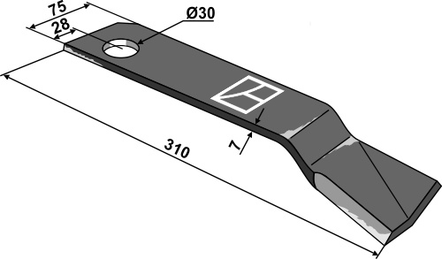 Schlegelmesser 310x75 mm - rechts, passend für votex
