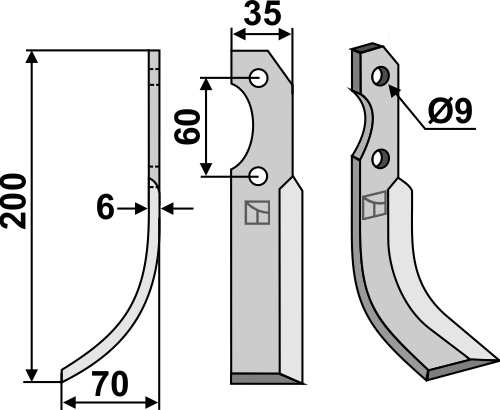 Fräsmesser 200x35mm, links, passend für Brumital-Agris