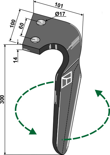 Kreiseleggenzinken links 300 mm x 100 mm, passend für Alpego