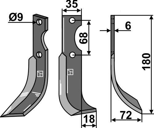 Fräsmesser 180x35mm, rechts, passend für Grillo