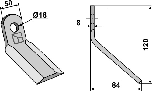 Y-Messer 120x50 mm, passend für Dragone