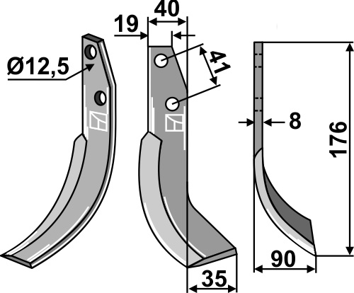 Fräsmesser 176x40mm, rechts, passend für Bertolini und Ommas