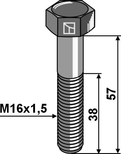Sechskantschraube mit Feingewinde - M16x1,5x57 - 12.9, passend für Breviglieri und Regent